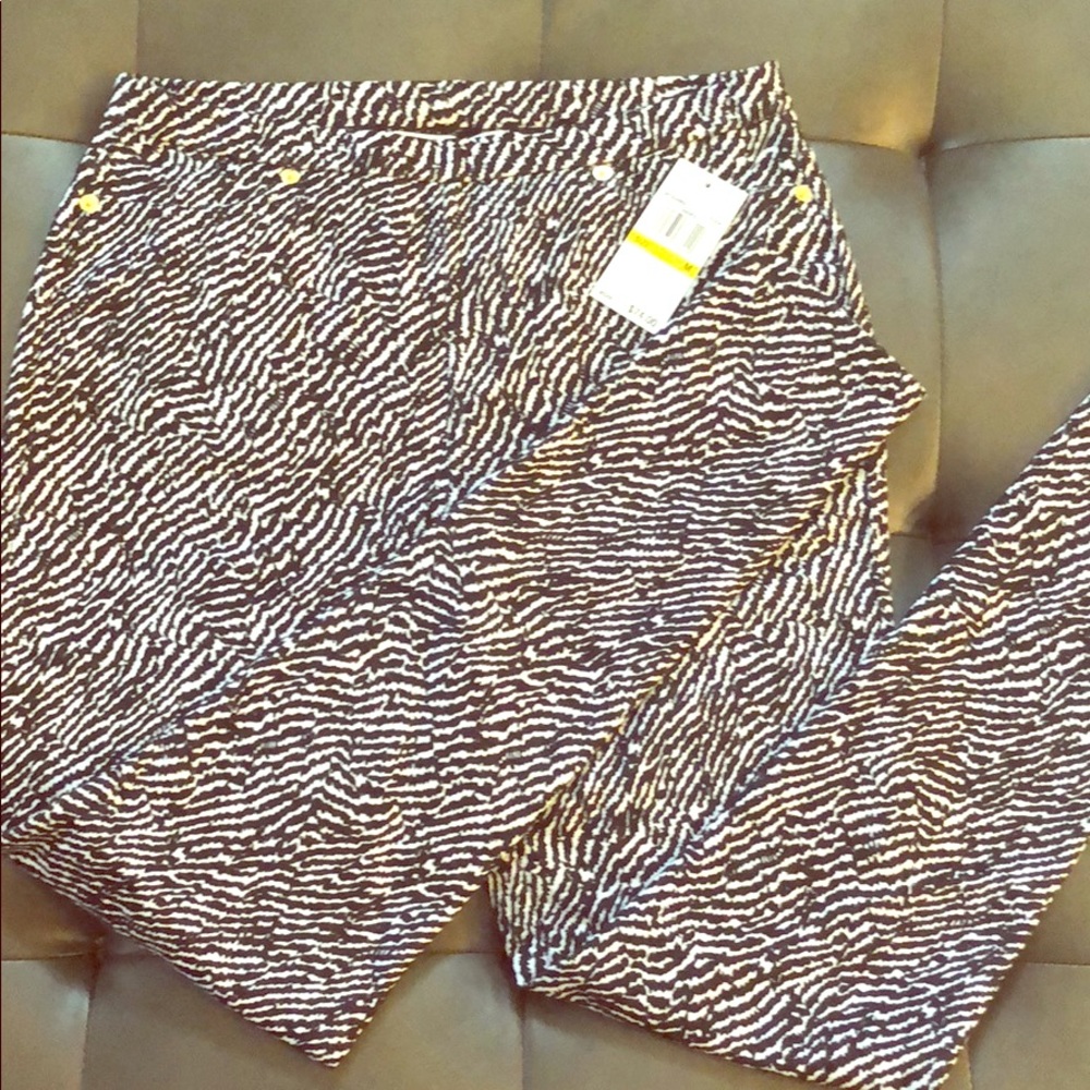 Michael Kors Black and White Patterned Leggins M